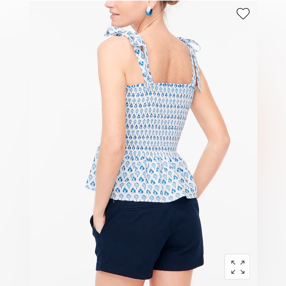 J.Crew Factory Smocked Tie Shoulder Tank Top - Picture 2 of 6